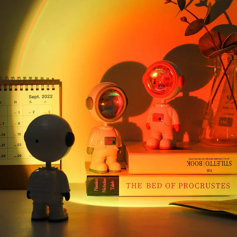Astronaut Starry Sunset Lamp, LED Rainbow Neon Night Light Projector, 360° Rotation Touch Control RGB Light, Rechargeable Astronaut LED Sunset Projection Lamp Astronaut Starry Sunset Lamp, LED Rainbow Neon Night Light Projector, 360° Rotation Touch Control RGB Light, Rechargeable Astronaut LED Sunset Projection Lamp